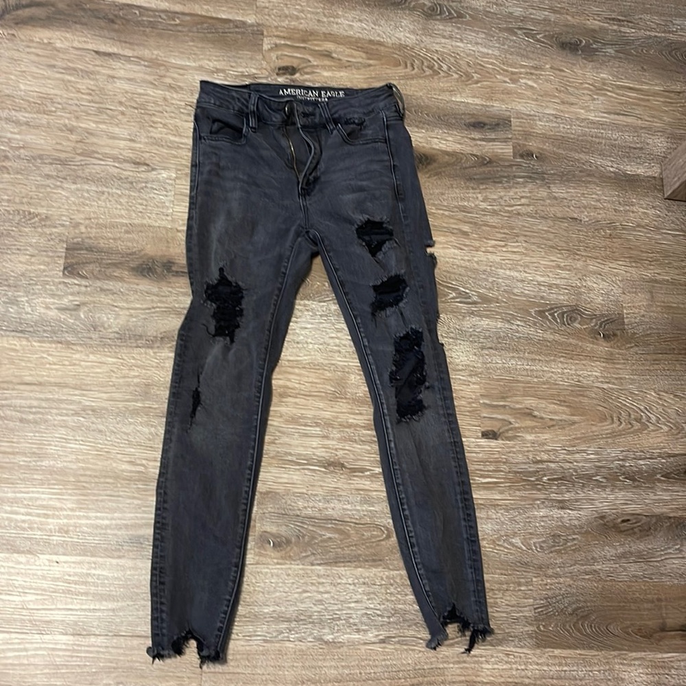 American eagle black hole jeans regular size 4